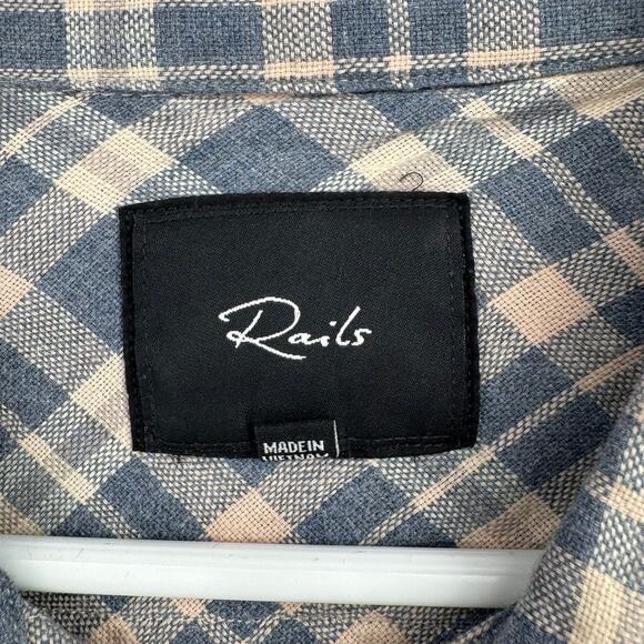 Rails Wyatt Plaid Button Down Shirt Mens Large Blue White Coral Long Sleeve - Picture 10 of 12